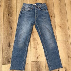 Re/done High Rise Stove Pipe Jeans